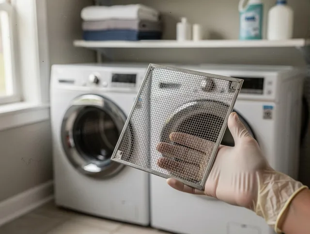 Powell Dryer Vent Cleaning specialist performing detailed lint trap cleaning service in Powell